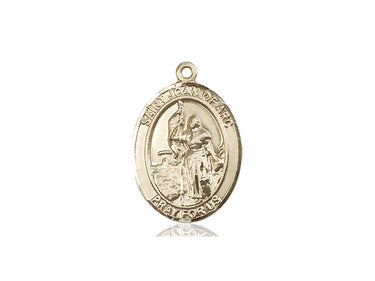 14kt solid gold St. Joan of Arc patron saint medal pendant, 1 x 3/4 inch, handcrafted by Bliss Manufacturing USA