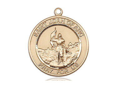 14kt Solid Gold St. Joan of Arc Patron Saint Medal Pendant 1x5/8 inches by Bliss Manufacturing
