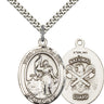 Sterling silver St. Joan of Arc patron saint medal necklace with 24 inch chain by Bliss Manufacturing