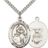 Sterling Silver St. Joan of Arc Patron Saint Medal Necklace 1 x 3/4 inches Medium with 24 inch Chain Bliss
