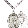 Sterling Silver St. Joan of Arc Paratrooper Medal Necklace 1x3/4 inch pendant 24 inch chain Bliss USA
