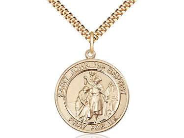 14kt Gold Filled St. John the Baptist Patron Saint Medal Necklace 1x5/8 inches with 24 inch Chain by Bliss