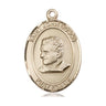 14kt solid gold St. John Bosco Catholic patron saint medal pendant, 1 inch by 3/4 inch, handcrafted by Bliss Manufacturing