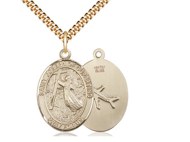 14kt Gold Filled St. Joseph of Cupertino Patron Saint Medal Necklace 1x3/4 inches 24 inch chain Bliss USA