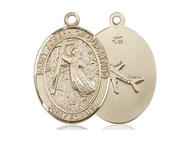 14kt Solid Gold St. Joseph of Cupertino Patron Saint Medal Pendant 1x3/4 inch by Bliss Manufacturing
