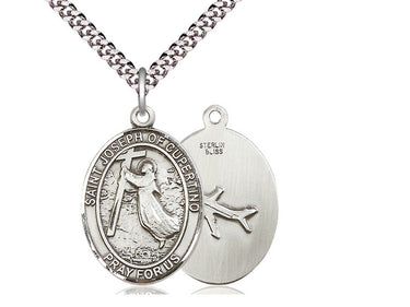 Sterling Silver St. Joseph of Cupertino Patron Saint Medal Necklace 1x3/4 inch Medium with 24 inch Chain by Bliss USA