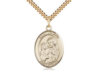 14kt Gold Filled St. Joseph Patron Saint Medal Necklace 1x3/4 inch with 24 inch Chain by Bliss