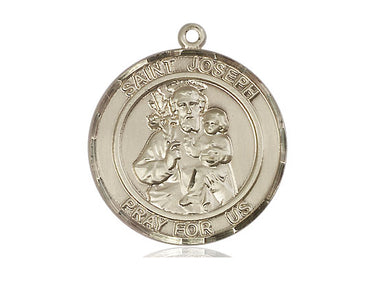 14kt Solid Gold St. Joseph Patron Saint Medal Pendant 1x5/8 inch handcrafted by Bliss Manufacturing USA