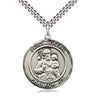 Sterling Silver St. Joseph Patron Saint Medal Necklace 1x5/8 inch pendant 24 inch curb chain Bliss USA