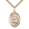 14kt Gold Filled St. Joshua Patron Saint Medal Necklace 1x3/4 inch pendant 24 inch curb chain Bliss USA