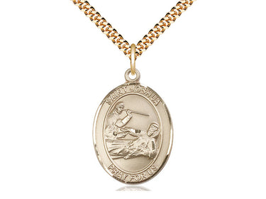 14kt Gold Filled St. Joshua Patron Saint Medal Necklace 1x3/4 inch pendant 24 inch curb chain Bliss USA