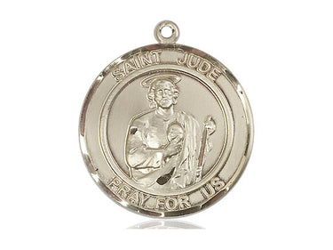 14kt Solid Gold St. Jude Patron Saint Medal Pendant 1 x 5/8 inch handcrafted by Bliss Manufacturing