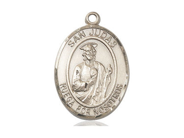 14kt solid gold St. Jude Thaddeus medal pendant 1 inch by 3/4 inch handcrafted by Bliss Manufacturing