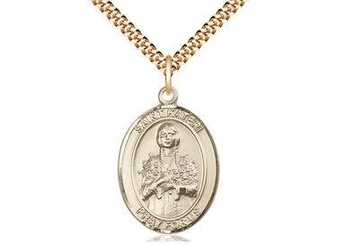 14kt gold filled St. Kateri Tekakwitha patron saint medal necklace 1x3/4 inch with 24 inch chain by Bliss
