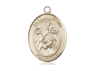 14kt Solid Gold St. Kevin Patron Saint Medal Pendant 1 inch by 3/4 inch handcrafted by Bliss