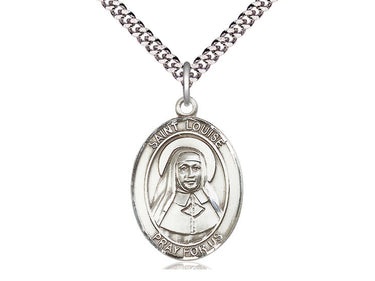 Sterling Silver St. Louise de Marillac Patron Saint Medal Necklace 1 inch x 3/4 inch on 24 inch chain by Bliss