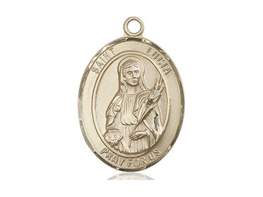 14kt solid gold St. Lucia of Syracuse patron saint medal pendant 1 x 3/4 inch by Bliss Manufacturing