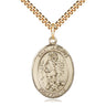14kt Gold Filled St. Lazarus patron saint medal necklace with 24 inch curb chain, Medium 1x3/4 inch pendant, Bliss Manufacturing