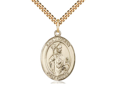 14kt Gold Filled St. Kilian patron saint medal necklace with 24 inch chain by Bliss Manufacturing