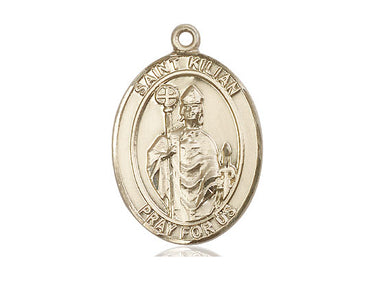 14kt Solid Gold St. Kilian Patron Saint Medal Pendant 1 inch by 3/4 inch handcrafted by Bliss