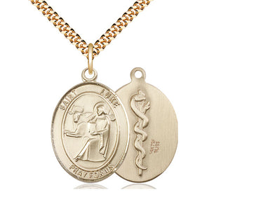 14kt Gold Filled St. Luke the Apostle patron saint medal necklace with 24 inch chain by Bliss Manufacturing
