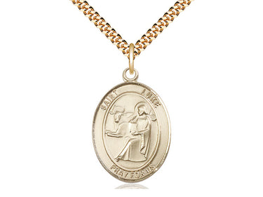 14kt Gold Filled St. Luke the Apostle Patron Saint Medal Necklace, 1x3/4 inch medium pendant on 24 inch chain, handcrafted by Bliss