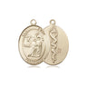 14kt Solid Gold St. Luke the Apostle patron saint medal pendant 1 x 3/4 inch handcrafted by Bliss