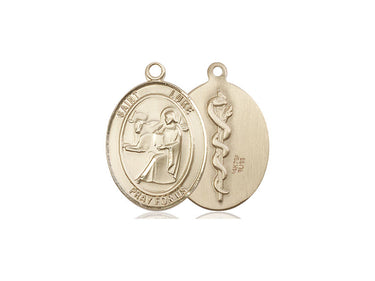 14kt Solid Gold St. Luke the Apostle patron saint medal pendant 1 x 3/4 inch handcrafted by Bliss
