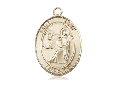 14kt solid gold St. Luke the Apostle patron saint medal pendant 1 x 3/4 inches by Bliss