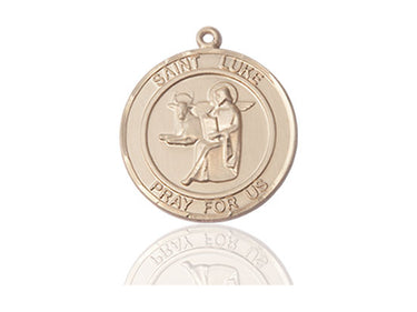 14kt Solid Gold St. Luke the Apostle Patron Saint Medal Pendant, 1x5/8 inch, heirloom quality handcrafted by Bliss