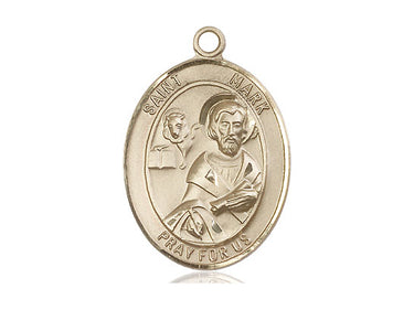 14kt Solid Gold St. Mark the Evangelist Catholic patron saint medal pendant 1 x 3/4 inches by Bliss Manufacturing