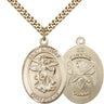 14kt Gold Filled St. Michael the Archangel National Guard medal pendant necklace with 24 inch curb chain handmade by Bliss