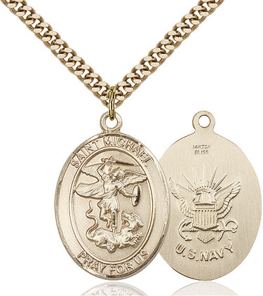 14kt Gold Filled St. Michael the Archangel Medal Necklace 1 inch x 3/4 inch on 24 inch Chain Handcrafted by Bliss