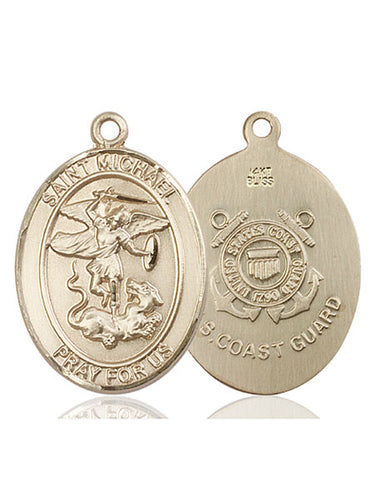 14kt solid gold St. Michael the Archangel medal pendant 1x3/4 inch handcrafted by Bliss Manufacturing