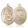 14kt Solid Gold St. Michael the Archangel National Guard medal pendant 1 x 3/4 inch by Bliss