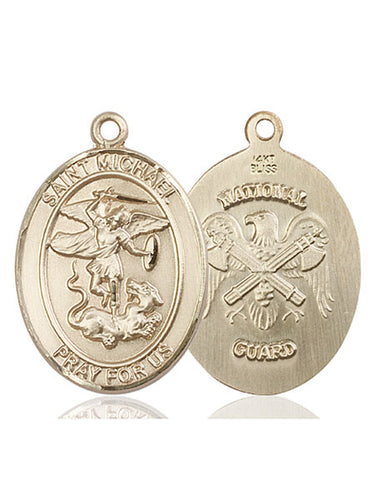 14kt Solid Gold St. Michael the Archangel National Guard medal pendant 1 x 3/4 inch by Bliss
