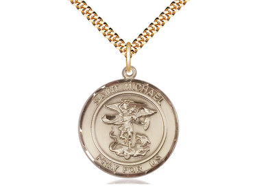 14kt gold filled St. Michael the Archangel medal necklace with 24 inch curb chain, handcrafted in USA by Bliss