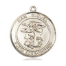 14kt solid gold San Miguel Arcangel medal pendant, 1 inch by 5/8 inch, Spanish St. Michael medal, handmade by Bliss