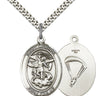 Sterling Silver St. Michael Paratrooper Medal Necklace 1 inch by 3/4 inch with 24 inch Curb Chain by Bliss