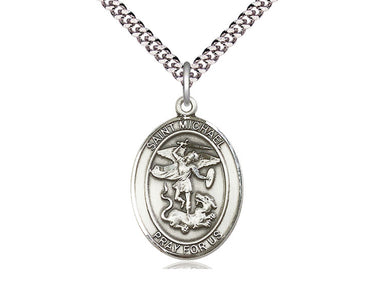 Sterling Silver St. Michael the Archangel Medal Necklace 1 x 3/4 inches with 24 inch Chain by Bliss