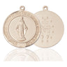 Medium 14kt solid gold Miraculous Medal pendant, 1x5/8 inch, handcrafted by Bliss Manufacturing