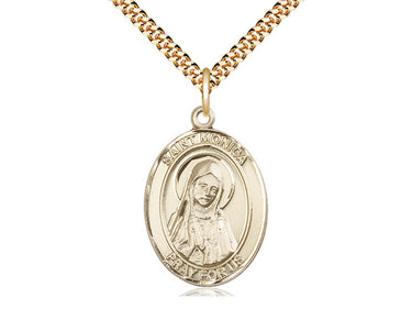 14kt Gold Filled St. Monica Patron Saint Medal Necklace 1 inch by 3/4 inch with 24 inch Chain by Bliss Manufacturing