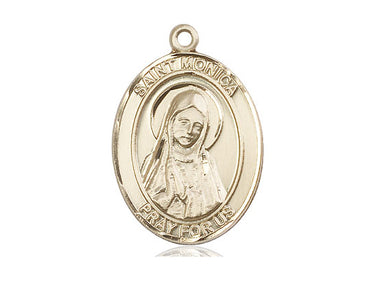 14kt Solid Gold St. Monica Patron Saint Medal Pendant 1 x 3/4 inch Handcrafted by Bliss