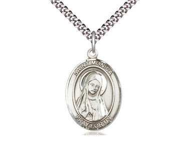 Sterling Silver St. Monica Patron Saint Medal Necklace 1 x 3/4 inches with 24 inch Chain by Bliss
