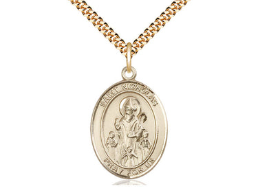 14kt Gold Filled St. Nicholas Medal Necklace 1x3/4 inches with 24-inch chain by Bliss