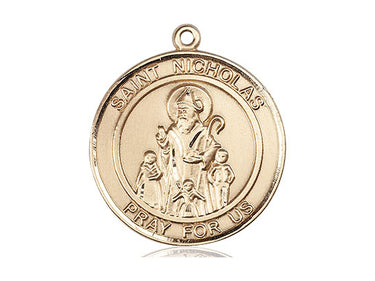 14kt Solid Gold St. Nicholas Medal Pendant 1x5/8 by Bliss Manufacturing