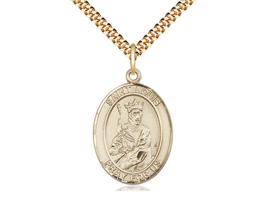 14kt Gold Filled St. Louis Patron Saint Medal Necklace 1x3/4 inch with 24 inch Chain by Bliss