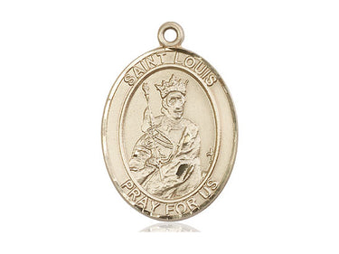 14kt Solid Gold St. Louis patron saint medal pendant 1 x 3/4 inch handcrafted by Bliss Manufacturing