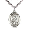Sterling Silver St. Louis patron saint medal necklace 1 x 3/4 inch with 24 inch chain by Bliss Manufacturing