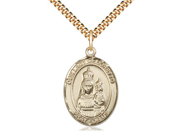 14kt Gold Filled Our Lady of Loretto Medal Necklace 1 x 3/4 inch on 24 inch chain by Bliss Manufacturing